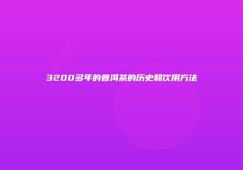3200多年的普洱茶的历史和饮用方法