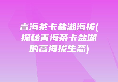 青海茶卡盐湖海拔(探秘青海茶卡盐湖的高海拔生态)