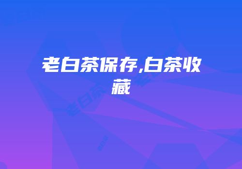 老白茶保存,白茶收藏
