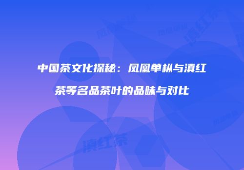 中国茶文化探秘：凤凰单枞与滇红茶等名品茶叶的品味与对比