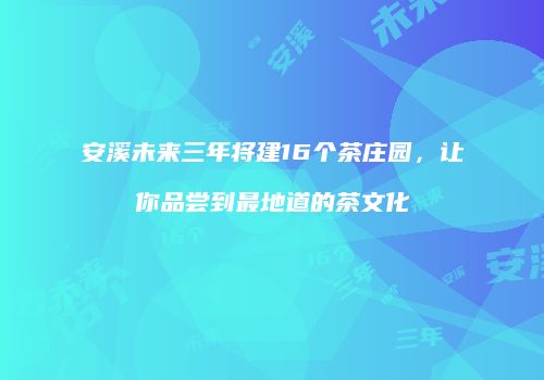 安溪未来三年将建16个茶庄园，让你品尝到最地道的茶文化