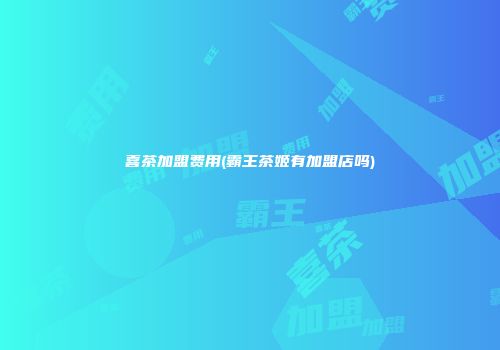 喜茶加盟费用(霸王茶姬有加盟店吗)