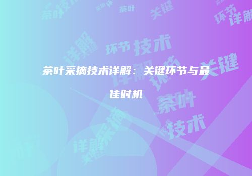 茶叶采摘技术详解：关键环节与最佳时机