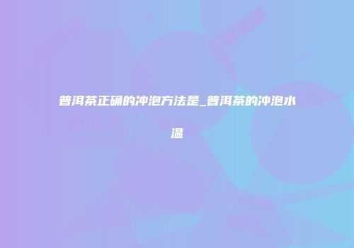 普洱茶正确的冲泡方法是_普洱茶的冲泡水温