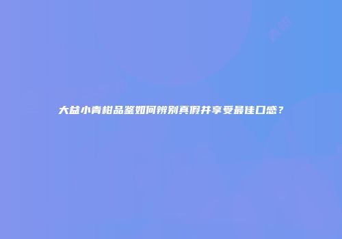 大益小青柑品鉴如何辨别真假并享受最佳口感？