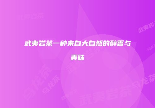 武夷岩茶一种来自大自然的醇香与美味
