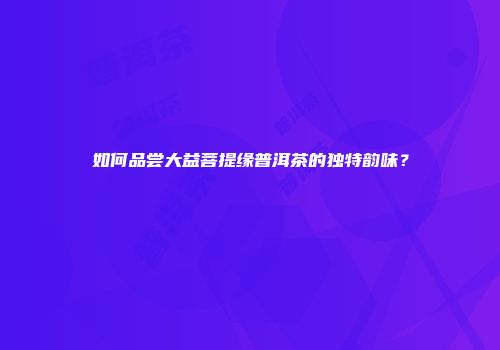 如何品尝大益菩提缘普洱茶的独特韵味？