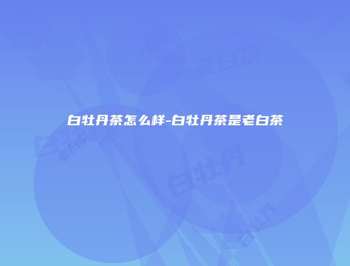白牡丹茶怎么样-白牡丹茶是老白茶
