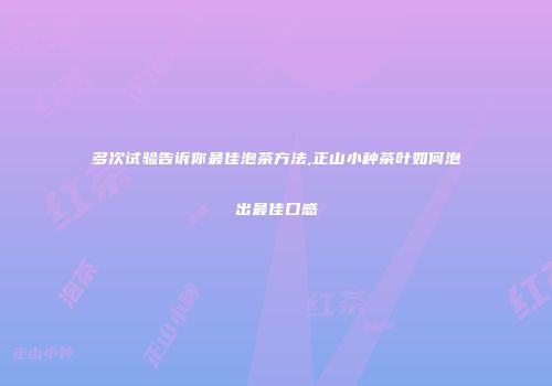 多次试验告诉你最佳泡茶方法,正山小种茶叶如何泡出最佳口感