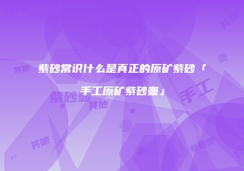 紫砂常识什么是真正的原矿紫砂「手工原矿紫砂壶」