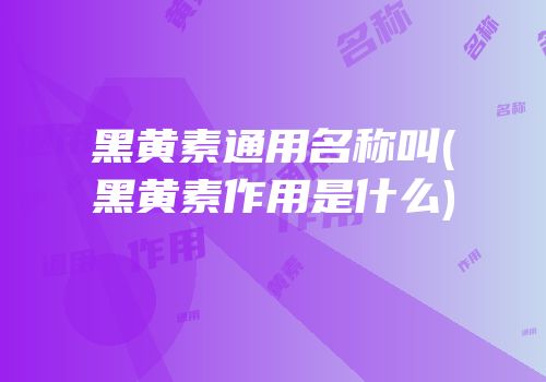 黑黄素通用名称叫(黑黄素作用是什么)