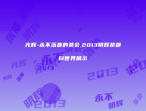 光辉-永不落幕的茶会,2013明辉茶都向世界展示