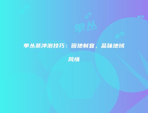 单丛茶冲泡技巧：因地制宜，品味地域风情