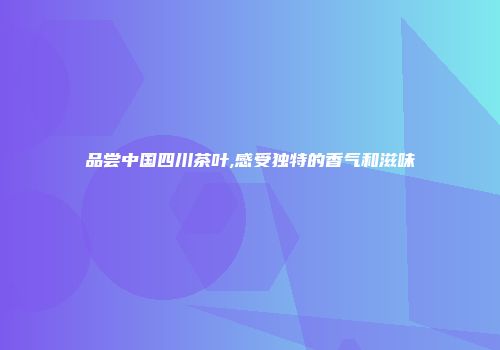 品尝中国四川茶叶,感受独特的香气和滋味