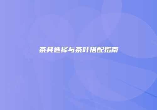 茶具选择与茶叶搭配指南