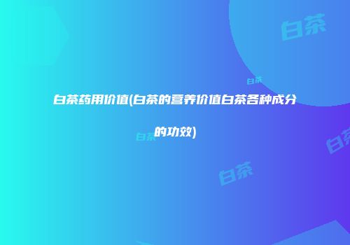白茶药用价值(白茶的营养价值白茶各种成分的功效)