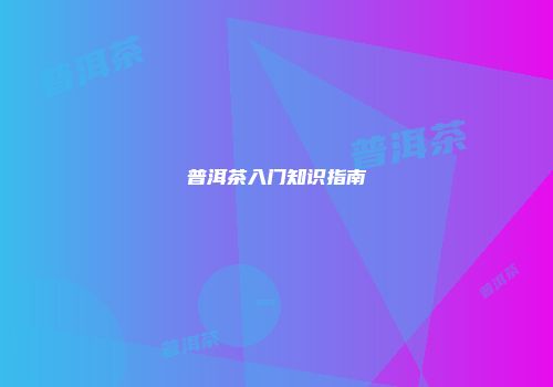 普洱茶入门知识指南
