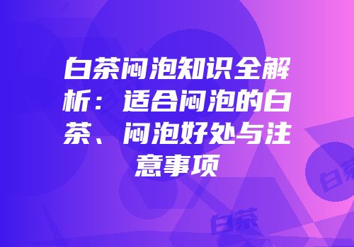 白茶闷泡知识全解析：适合闷泡的白茶、闷泡好处与注意事项