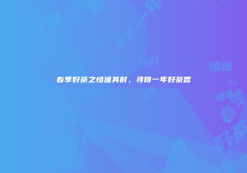 春季好茶之恰逢其时，寻得一年好茶香