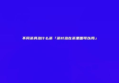 不同茶具泡什么茶「茶叶泡在茶里面可以吗」