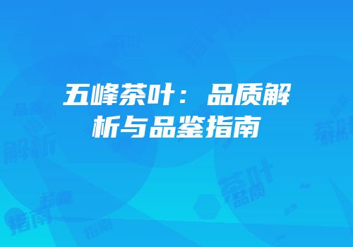 五峰茶叶：品质解析与品鉴指南