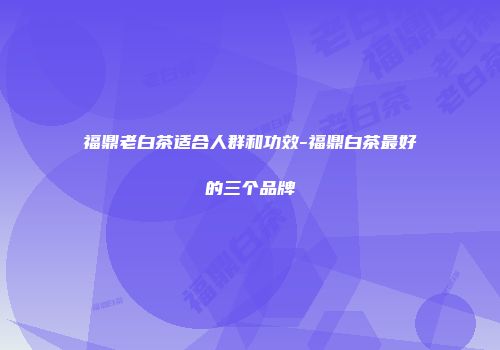 福鼎老白茶适合人群和功效-福鼎白茶最好的三个品牌