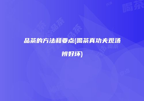品茶的方法和要点(喝茶真功夫观汤辨好坏)