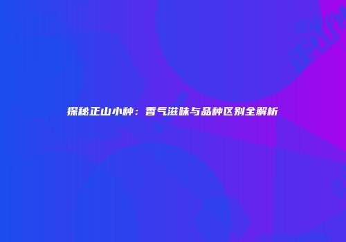 探秘正山小种：香气滋味与品种区别全解析