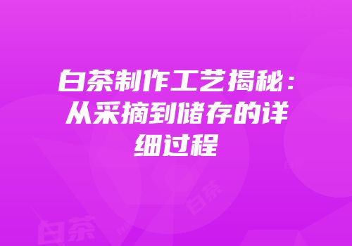 白茶制作工艺揭秘：从采摘到储存的详细过程