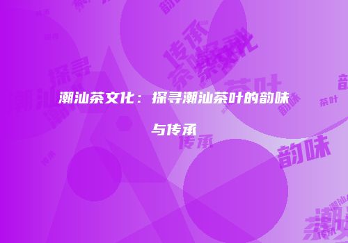 潮汕茶文化：探寻潮汕茶叶的韵味与传承