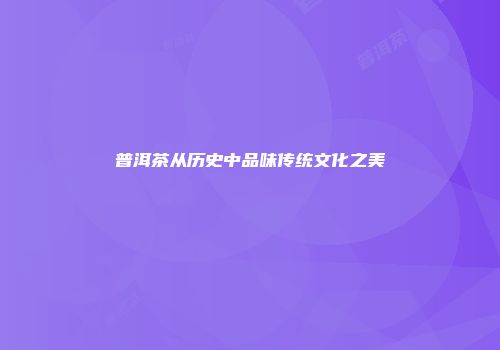 普洱茶从历史中品味传统文化之美