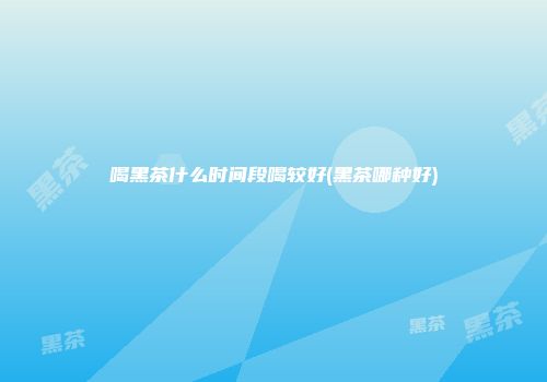 喝黑茶什么时间段喝较好(黑茶哪种好)