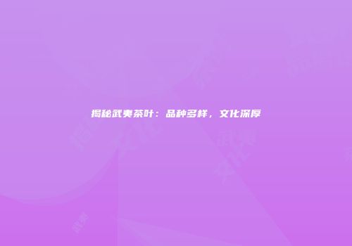 揭秘武夷茶叶：品种多样，文化深厚