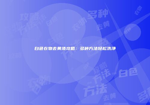 白色衣物去黄渍攻略：多种方法轻松洗净