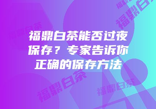 福鼎白茶能否过夜保存？专家告诉你正确的保存方法