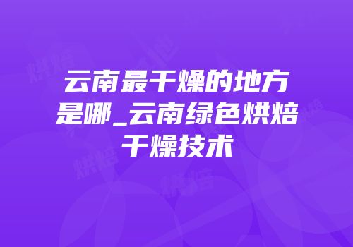 云南最干燥的地方是哪_云南绿色烘焙干燥技术