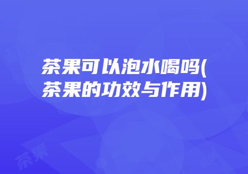茶果可以泡水喝吗(茶果的功效与作用)