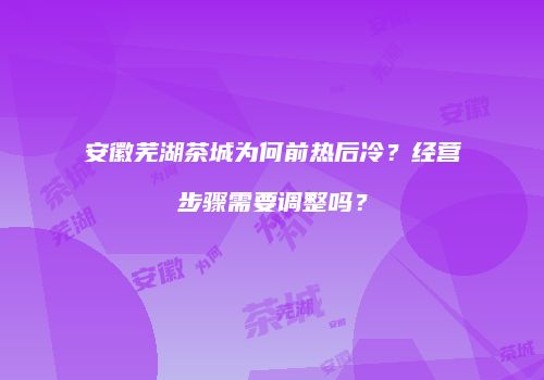 安徽芜湖茶城为何前热后冷？经营步骤需要调整吗？