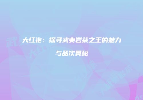 大红袍：探寻武夷岩茶之王的魅力与品饮奥秘