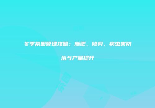 冬季茶园管理攻略：施肥、修剪、病虫害防治与产量提升