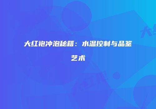 大红袍冲泡秘籍：水温控制与品鉴艺术
