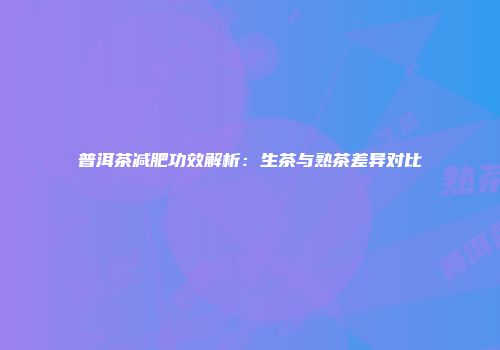 普洱茶减肥功效解析：生茶与熟茶差异对比