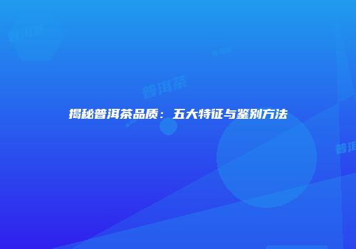 揭秘普洱茶品质：五大特征与鉴别方法