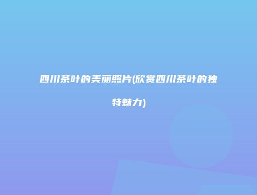 四川茶叶的美丽照片(欣赏四川茶叶的独特魅力)