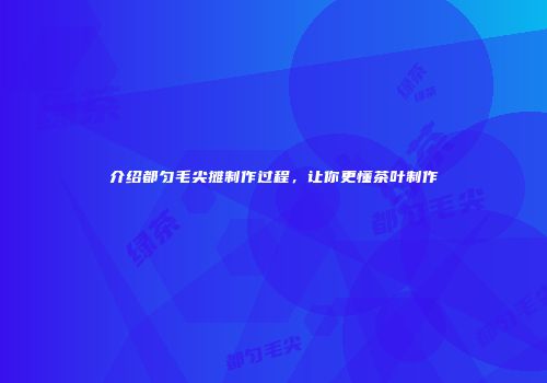 介绍都匀毛尖摊制作过程，让你更懂茶叶制作