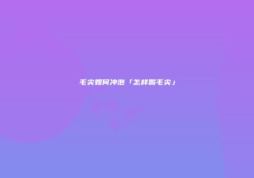 毛尖如何冲泡「怎样喝毛尖」