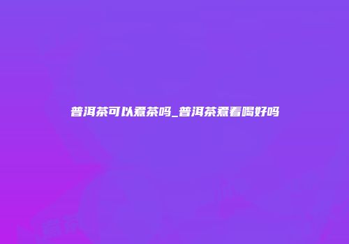 普洱茶可以煮茶吗_普洱茶煮着喝好吗