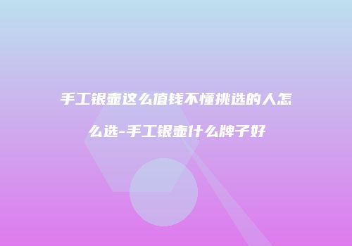 手工银壶这么值钱不懂挑选的人怎么选-手工银壶什么牌子好