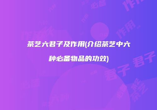茶艺六君子及作用(介绍茶艺中六种必备物品的功效)