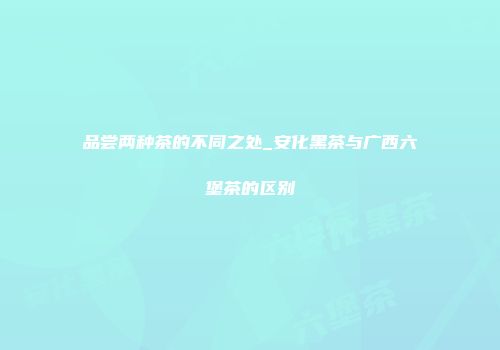 品尝两种茶的不同之处_安化黑茶与广西六堡茶的区别